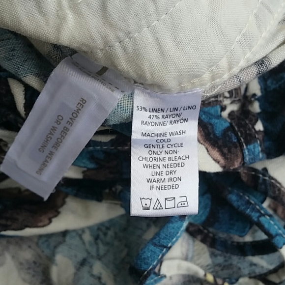 LOFT Linen and Rayon Skirt XSP Blue Floral - Picture 6 of 14